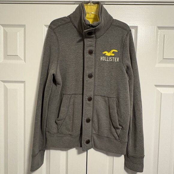 Hollister Men’s Sweater Jacket Gray Size Large Zip/Button - Picture 1 of 9